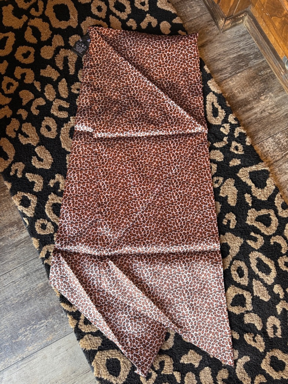 dennis basso Brown and Black Leopard Print Silk Scarf Wrap